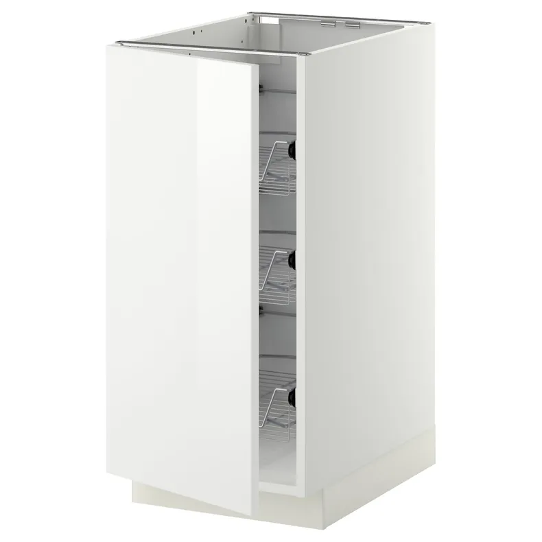 IKEA METOD МЕТОД, напольный шкаф / проволочные корзины, белый / Рингхульт белый, 40x60 см 494.623.63 фото №1