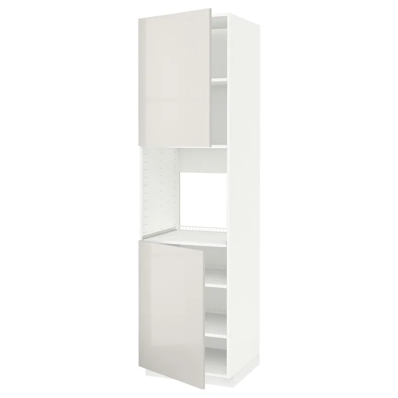 IKEA METOD МЕТОД, высок шкаф д / духовки / 2дверцы / полки, белый / светло-серый, 60x60x220 см 394.642.54 фото №1