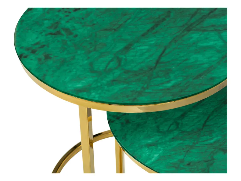 BRW Kamza, Комплект из двух столов, зелёный/золотой GREEN фото №3