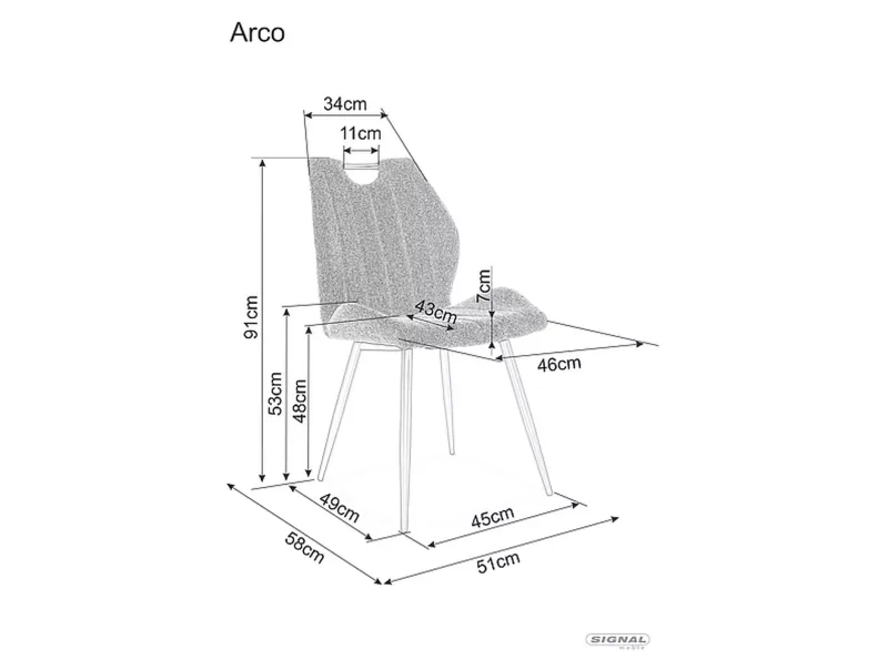 Стілець кухонний SIGNAL ARCO Brego 34, тканина: бежевий / матовий чорний фото №2