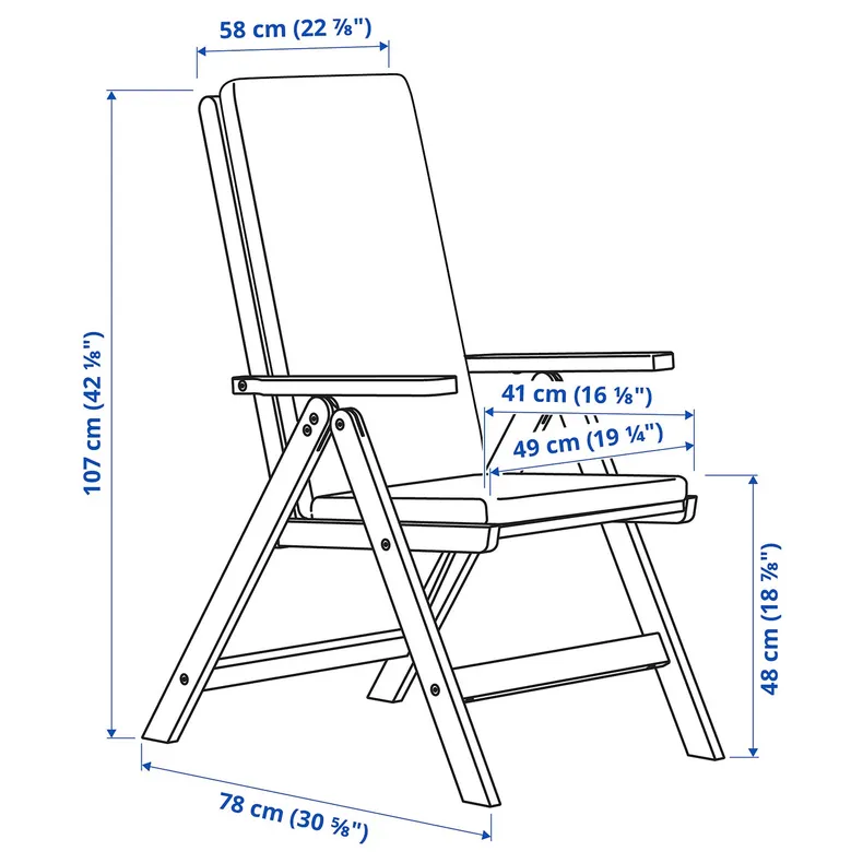 IKEA BONDHOLMEN БОНДХОЛЬМЕН, стіл+4 крісла з відкид спин/вуличн, білий/бежевий/бежевий Фрессон/Дувхольмен 895.498.78 фото №4