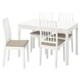 IKEA EKEDALEN ЕКЕДАЛЕН / EKEDALEN ЕКЕДАЛЕН, стіл+4 стільці, білий / ХАКЕБУ бежевий, 120 / 180 см 494.294.20 фото