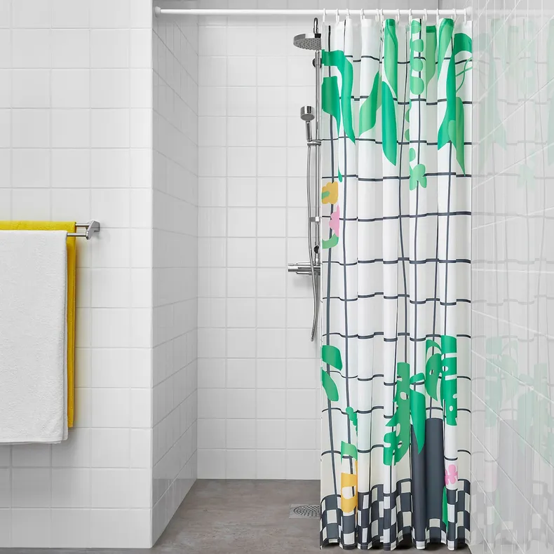 IKEA SNÖJONKVILL СНЕЮНКВІЛЬ, шторка для душу, білий/зелений, 180x200 см 705.574.15 фото №3