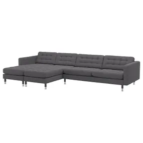 IKEA LANDSKRONA ЛАНДСКРУНА, 5-місний диван, з кушетками / ГУННАРЕД темно-сірий / металевий 692.699.82 фото