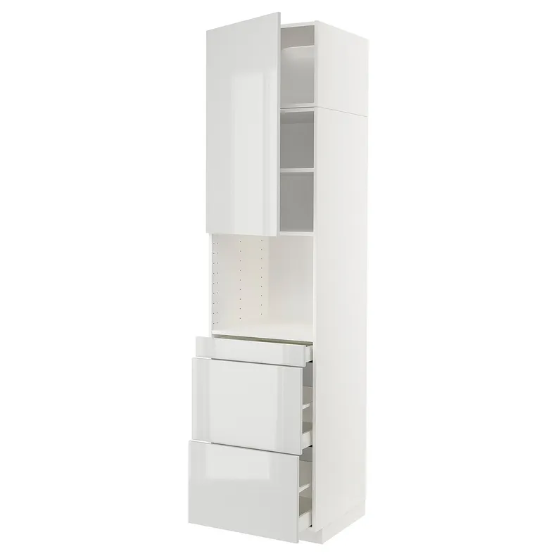 IKEA METOD МЕТОД / MAXIMERA МАКСИМЕРА, высокий шкаф д / СВЧ / дверца / 3ящика, белый / светло-серый, 60x60x240 см 094.693.71 фото №1