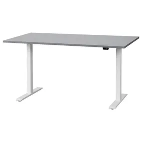 IKEA RODULF РОДУЛЬФ, стіл регульований, сірий/білий, 140x80 см 993.261.70 фото