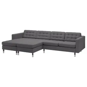 IKEA LANDSKRONA ЛАНДСКРУНА, 4-місний диван із кушетками, ГУННАРЕД темно-сірий / металевий 395.543.01 фото