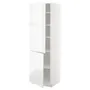 IKEA METOD МЕТОД, высокий шкаф с полками / 2 дверцы, белый / Воксторп глянцевый / белый, 60x60x200 см 794.672.84 фото