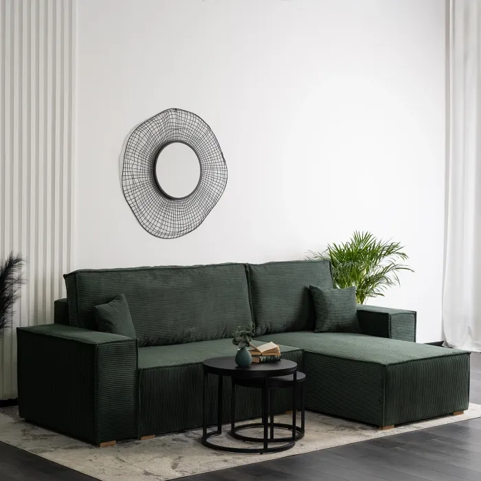 Угловой диван универсальный MEBEL ELITE ALEX, 262 см, ткань: зеленый фото №2