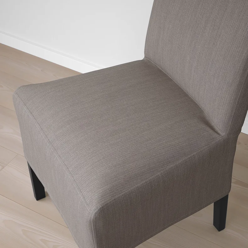 IKEA BERGMUND БЕРГМУНД, стул с чехлом средней длины, черный / нольгага серый / бежевый 993.860.98 фото №7