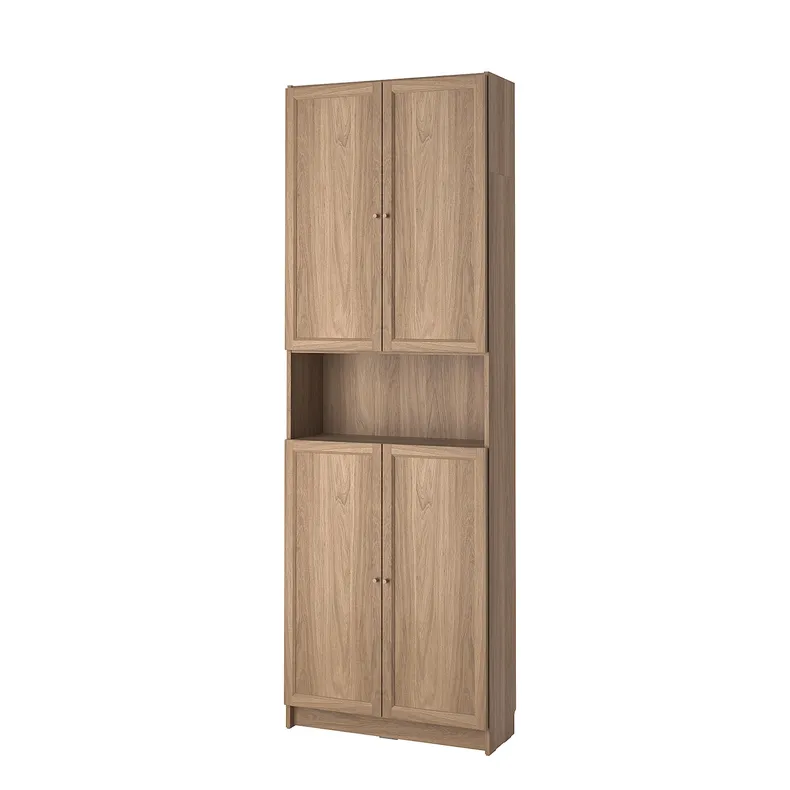 IKEA BILLY БІЛЛІ / OXBERG ОКСБЕРГ, книжкова шафа з дверц / дод модул, під дуб, 80x30x237 см 894.833.73 фото №1
