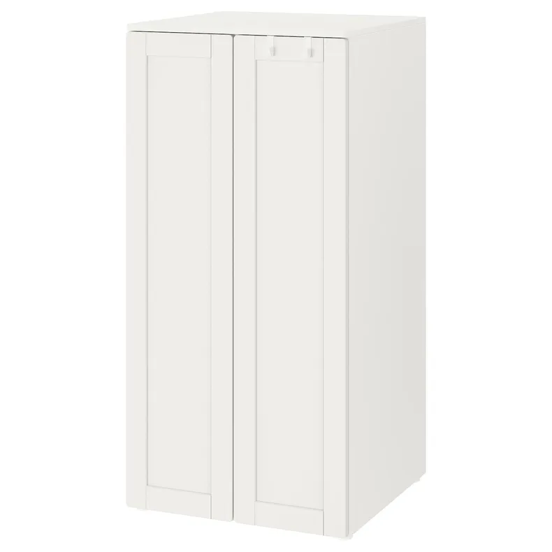 IKEA SMÅSTAD СМОСТАД / PLATSA ПЛАТСА, гардероб, белая белая / белая рама, 60x57x123 см 094.301.47 фото №1