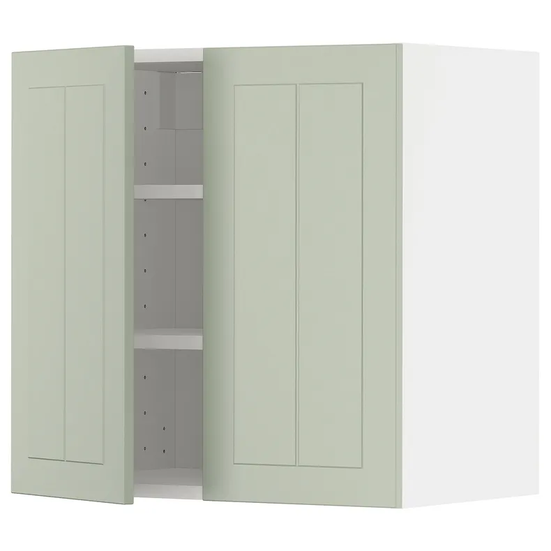 IKEA METOD МЕТОД, навісна шафа з полицями / 2 дверцят, білий / Стенсунд світло-зелений, 60x60 см 294.864.64 фото №1