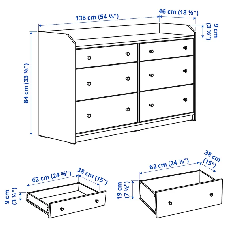 IKEA HAUGA ХАУГА, комплект мебели д / спальни, 3 предм., белый 094.833.86 фото №7