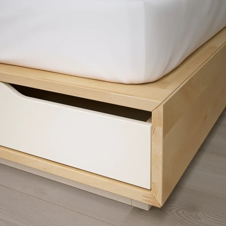 IKEA MANDAL МАНДАЛ, каркас ліжка з узголів’ям, береза / біла, 140x202 см 090.949.47 фото №3