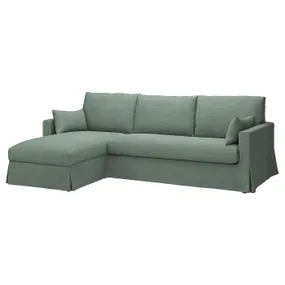 IKEA HYLTARP ХЮЛЬТАРП, 3-місний диван з кушеткою, лів, ХЕММЕСТА сіро-зелений 395.150.03 фото