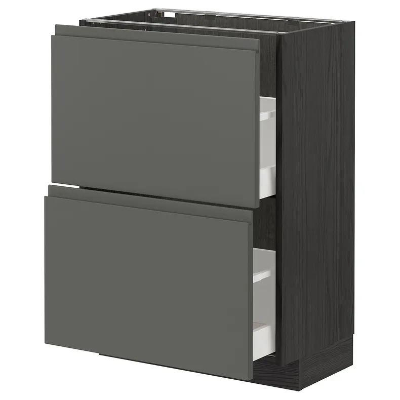 IKEA METOD МЕТОД / MAXIMERA МАКСИМЕРА, напольный шкаф с 2 ящиками, черный / Воксторп темно-серый, 60x37 см 293.110.30 фото №1