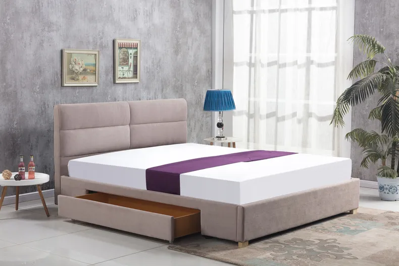 Двоспальне ліжко HALMAR MERIDA з шухлядою 160x200 см - бежеве фото №2