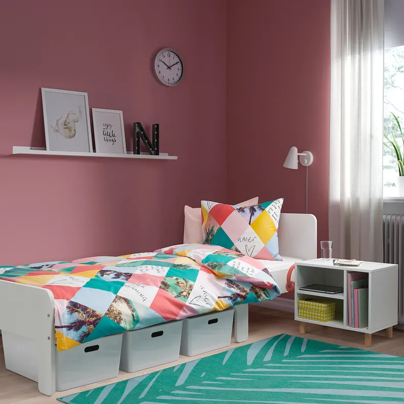 IKEA SLÄKT СЛЭКТ, раздвижная кровать с реечным дном, белый, 80x200 см 193.264.28 фото №3