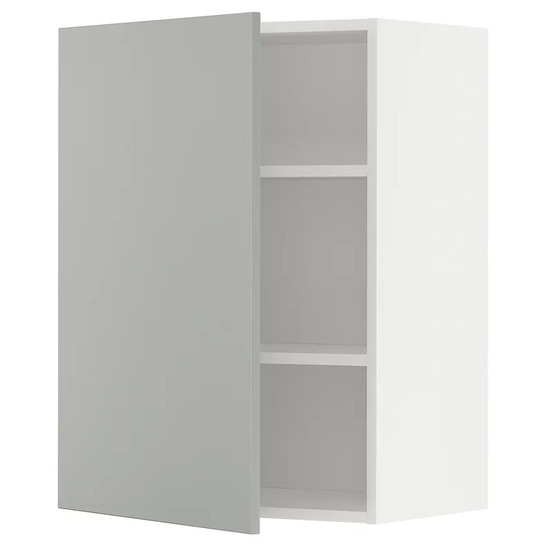 IKEA METOD МЕТОД, шафа навісна із полицями, білий / Хавсторп світло-сірий, 60x80 см 395.383.87 фото №1