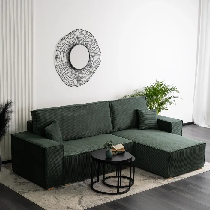 Угловой диван универсальный MEBEL ELITE ALEX, 262 см, ткань: зеленый фото №4