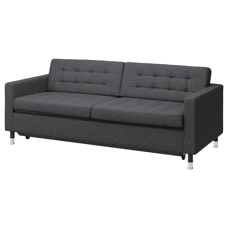 IKEA LANDSKRONA ЛАНДСКРУНА, 3-місний диван-ліжко, ГУННАРЕД темно-сірий / металевий 094.912.73 фото №2
