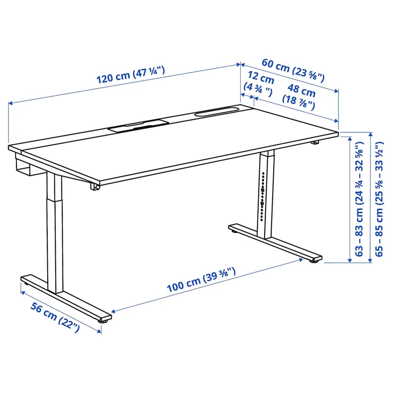 IKEA MITTZON МИТТЗОН, письменный стол, окл береза / черный, 120x60 см 195.258.47 фото №11