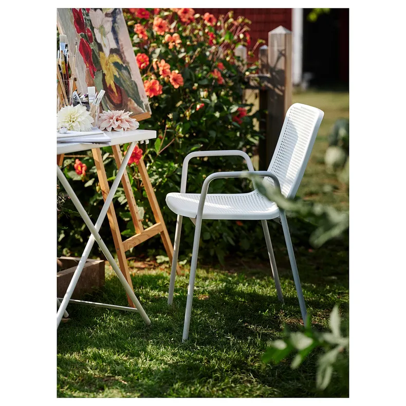 IKEA TORPARÖ ТОРПАРЕ, стілець з підлокітниками, прим/вул, білий/сірий 605.378.52 фото №5