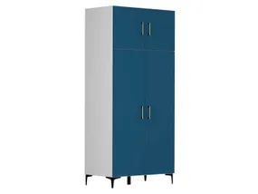 BRW Четырехдверный шкаф Modeo 100 см белый/темно-синий SZF/100/200/60_10-BI/BLC фото