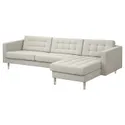 IKEA LANDSKRONA ЛАНДСКРУНА, 4-місний диван із кушеткою, Gunnared бежевий / метал 494.353.41 фото thumb №1