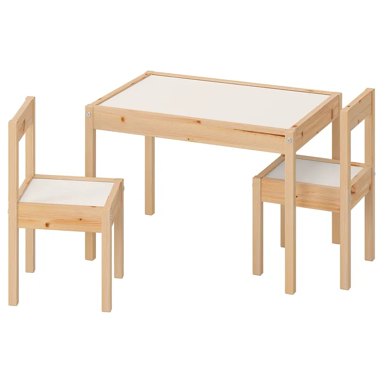 IKEA LÄTT ЛЕТТ, дитячий стіл з 2 стільцями, білий / сосна 501.784.11 фото №1