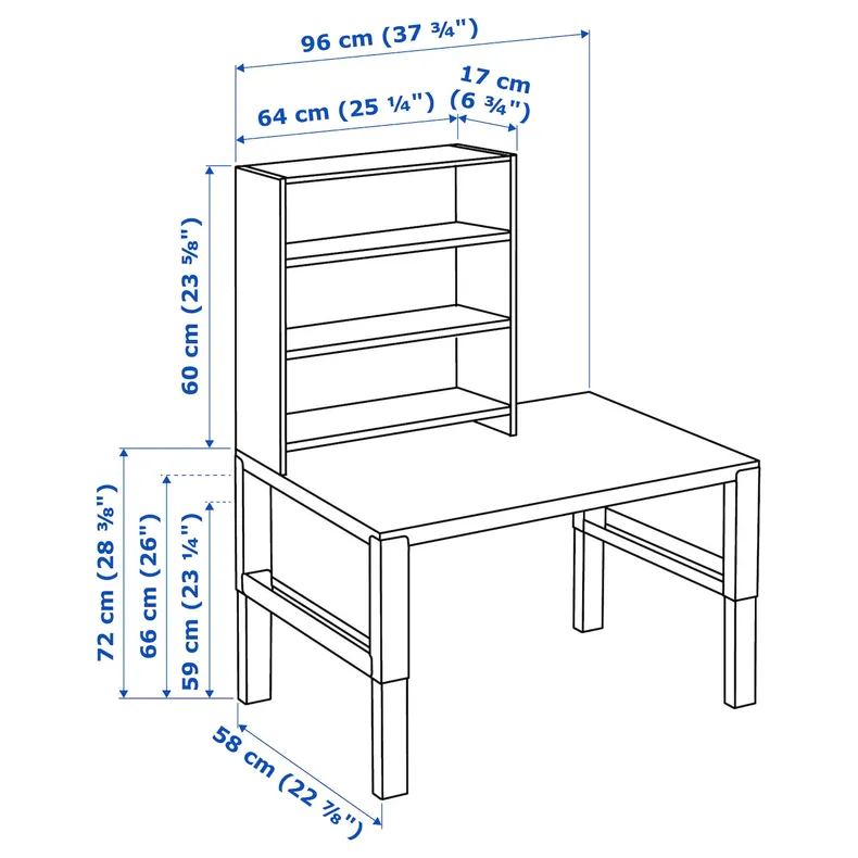 IKEA PÅHL ПОЛЬ, письмовий стіл із стелажем, білий/бірюзовий, 96x58 см 494.378.54 фото №5