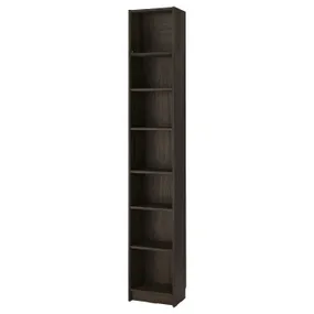 IKEA BILLY БІЛЛІ, книжкова шафа з верхньою полицею, темно-коричневий під дуб, 40x28x237 см 995.818.82 фото