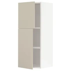 IKEA METOD МЕТОД, навесной шкаф с полками / 2дверцы, белый / гавсторпский бежевый, 40x100 см 194.624.68 фото