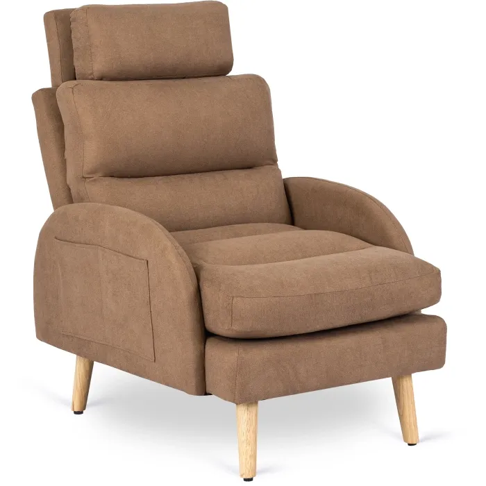 Кресло мягкое с подставкой для ног MEBEL ELITE HENRY, ткань: коричневый фото №8
