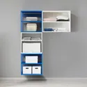 IKEA PLATSA ПЛАТСА, открытая комбинация с 3 дверями, белый Калбоден / синий, 140x42x182 см 095.229.10 фото thumb №2