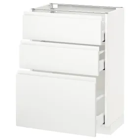 IKEA METOD МЕТОД / MAXIMERA МАКСІМЕРА, підлогова шафа з 3 шухлядами, білий / Voxtorp матовий білий, 60x37 см 391.128.36 фото