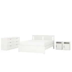 IKEA SONGESAND СОНГЕСАНД, комплект мебели д/спальни, 4 предм., белый, 140x200 см 194.880.86 фото