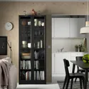 IKEA BILLY БІЛЛІ / OXBERG ОКСБЕРГ, книжкова шафа зі склян дверц, чорний під дуб, 80x30x202 см 594.833.17 фото thumb №2
