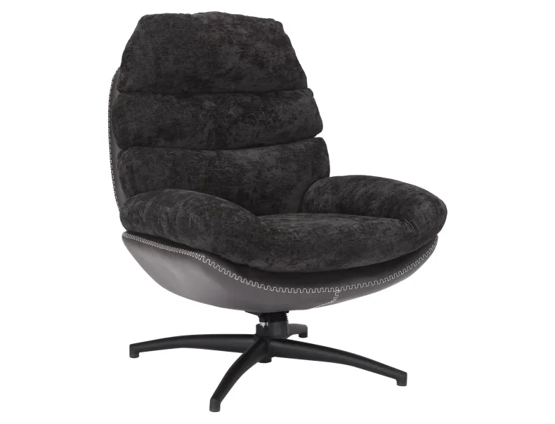 Крісло м'яке поворотне SIGNAL GISELLE, тканина + екошкіра: чорний фото №1