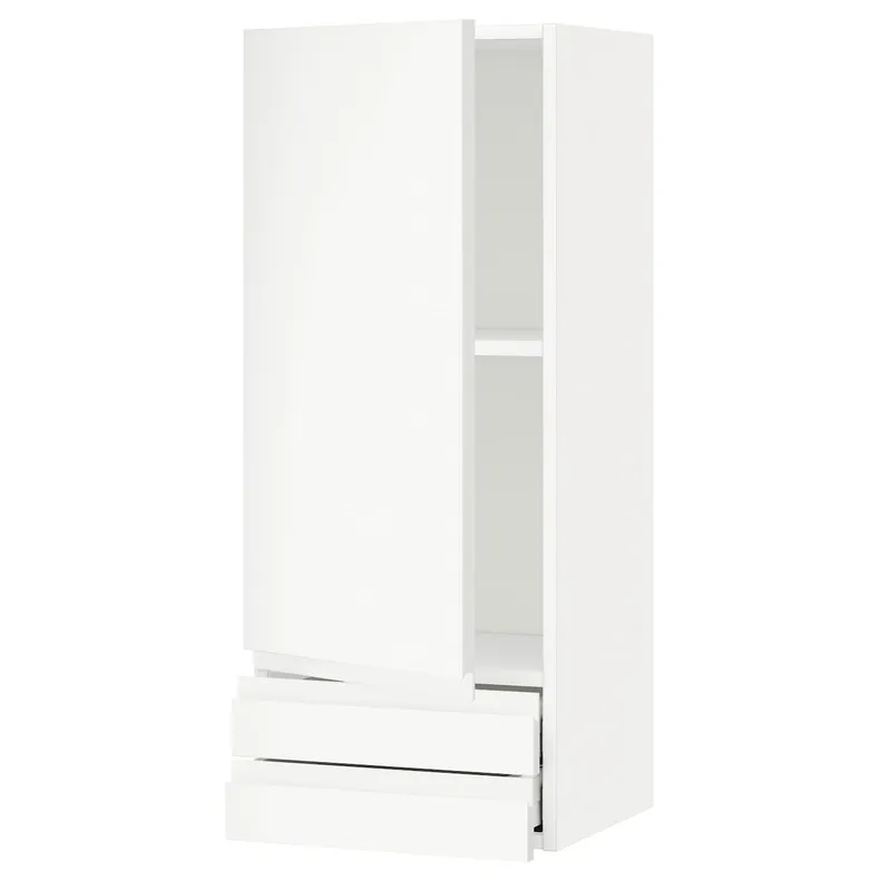 IKEA METOD МЕТОД / MAXIMERA МАКСИМЕРА, навесной шкаф с дверцей / 2 ящика, белый / Воксторп матовый белый, 40x100 см 094.649.48 фото №1