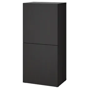 IKEA BESTÅ БЕСТО, секція полиць із дверцятами, чорно-коричневий / ЛАППВІКЕН чорно-коричневий, 60x42x129 см 194.297.04 фото