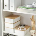 IKEA KUGGIS КУГГИС, контейнер с крышкой, белый / бамбук, 18x26x8 см 795.612.86 фото thumb №2