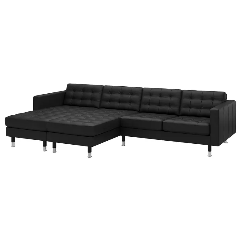 IKEA LANDSKRONA ЛАНДСКРУНА, 4-місний диван із кушетками, Grann/Bomstad чорний/металлик 795.542.76 фото №1