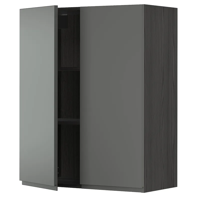 IKEA METOD МЕТОД, навесной шкаф с полками / 2дверцы, черный / Воксторп темно-серый, 80x100 см 494.678.17 фото №1