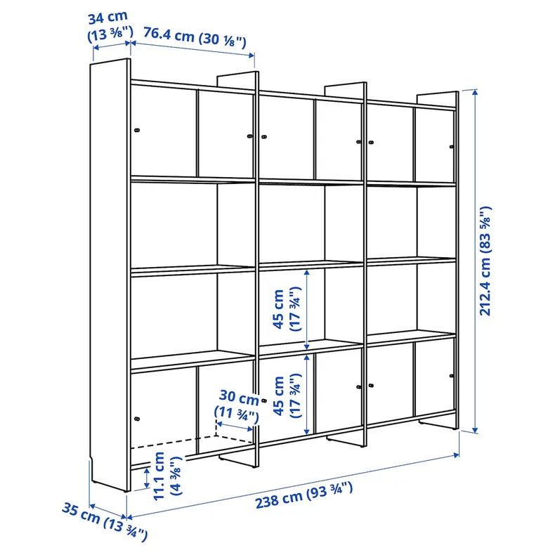 IKEA LÅDMAKARE, комбинация с раздвижными дверями, с 3 полками/имит. дуб, 238x35x212 см 895.646.75 фото №6