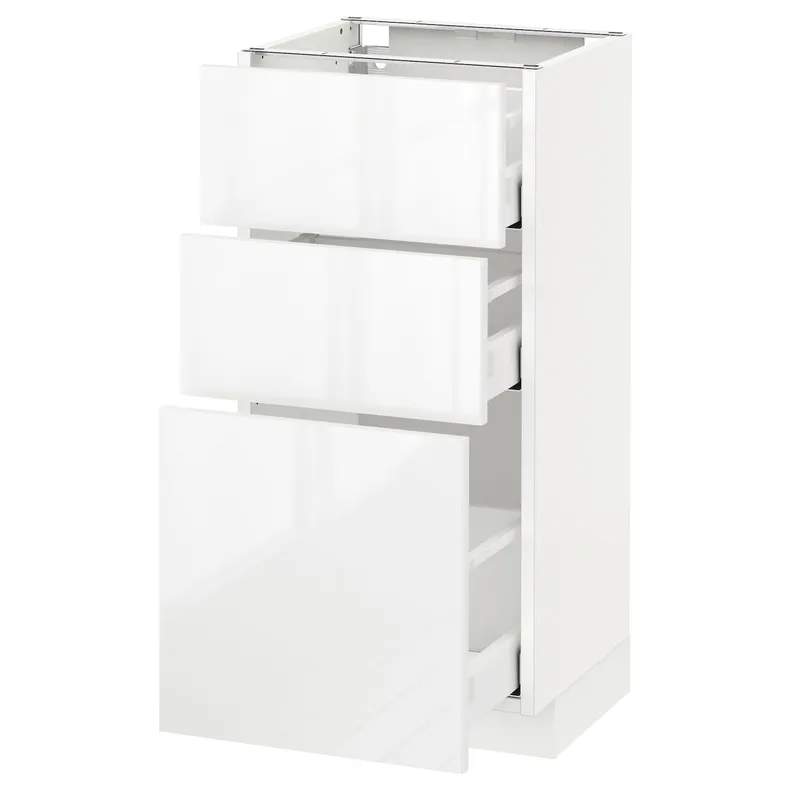 IKEA METOD МЕТОД / MAXIMERA МАКСИМЕРА, напольный шкаф с 3 ящиками, белый / Рингхульт белый, 40x37 см 690.521.24 фото №1