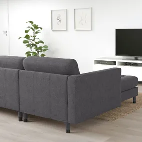 IKEA LANDSKRONA ЛАНДСКРУНА, 3-местный диван с козеткой, Окрашенный в темно-серый / деревянный / черный цвет 494.442.27 фото