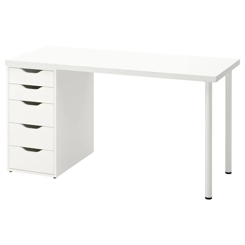 IKEA LAGKAPTEN ЛАГКАПТЕН / ALEX АЛЕКС, письменный стол, белый, 140x60 см 494.319.27 фото №1