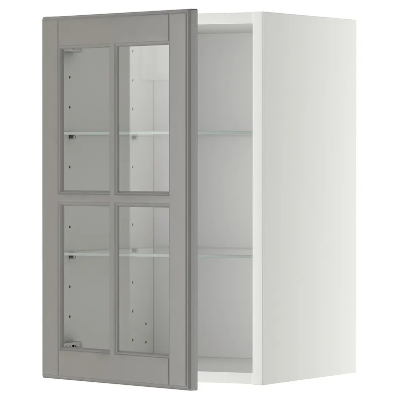 IKEA METOD МЕТОД, навісна шафа,полиці / скляні дверцята, білий / сірий Бодбін, 40x60 см 793.949.52 фото №1